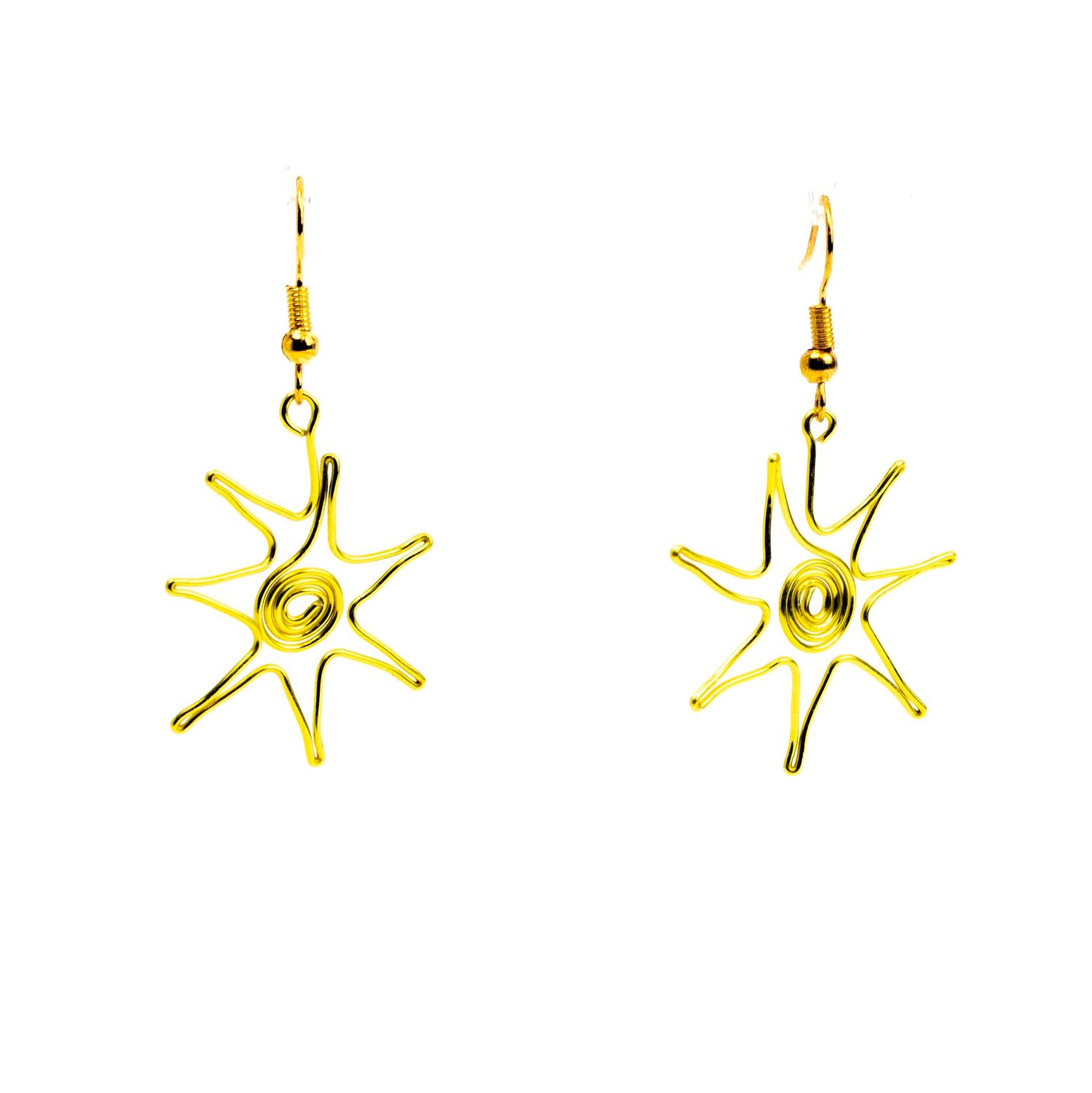 Golden Suns, metal earrings WOOD58