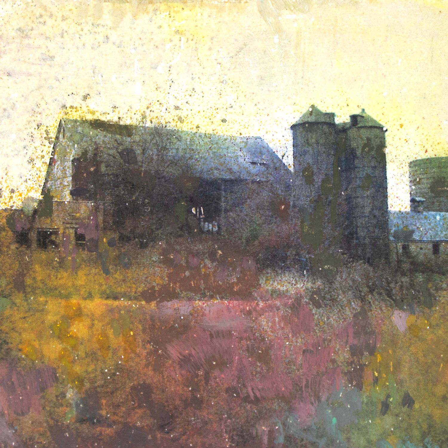 Pennsylvania Farms in the Fall, mixed media painting SAND553