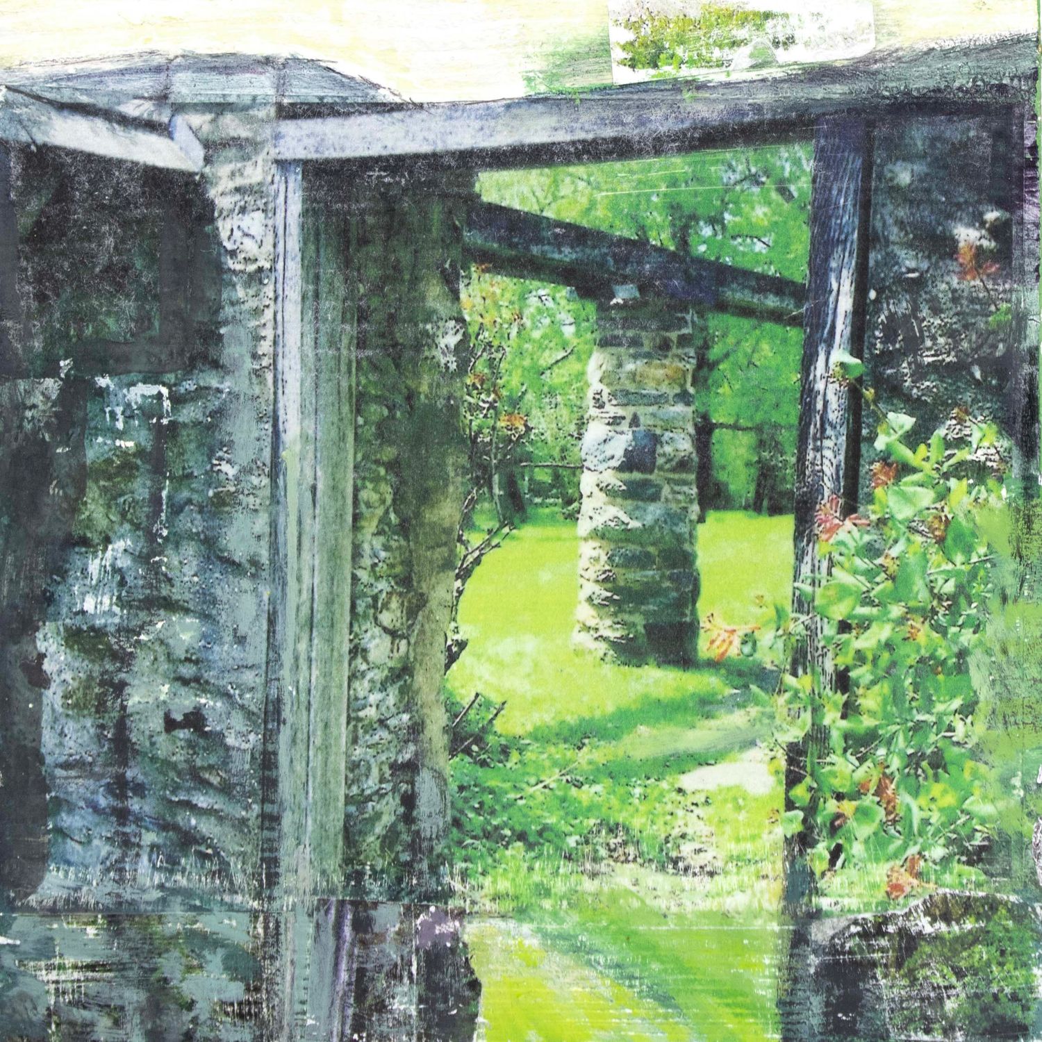 Barn Ruin, mixed media painting SAND546