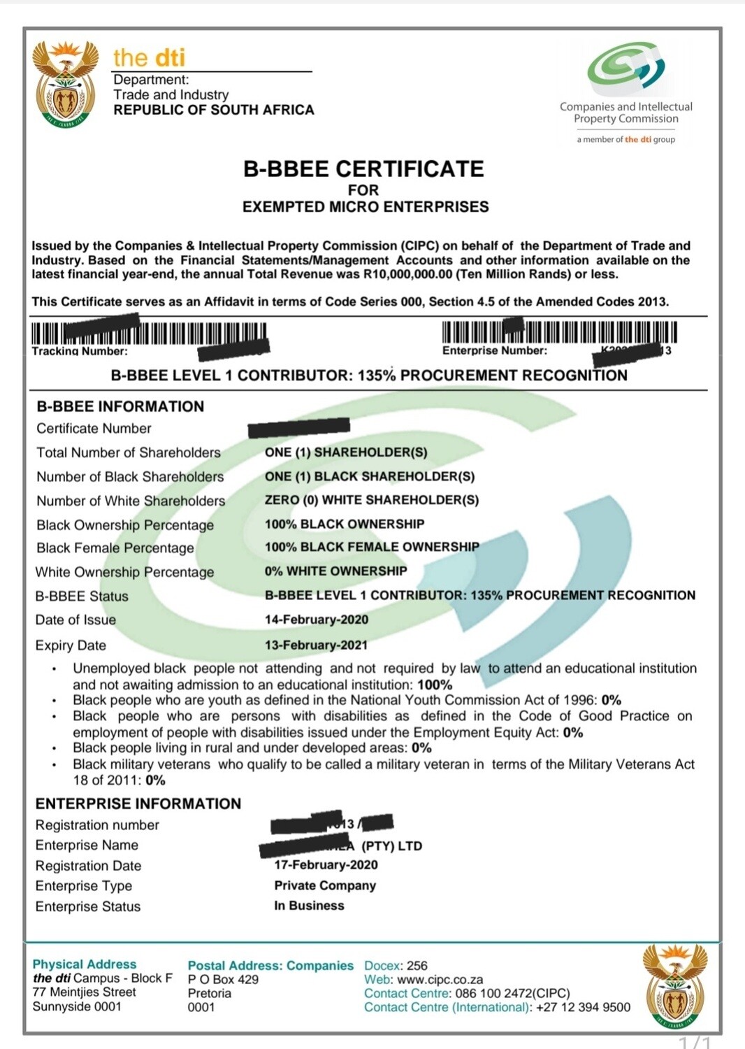 BBBEE CERTIFICATE