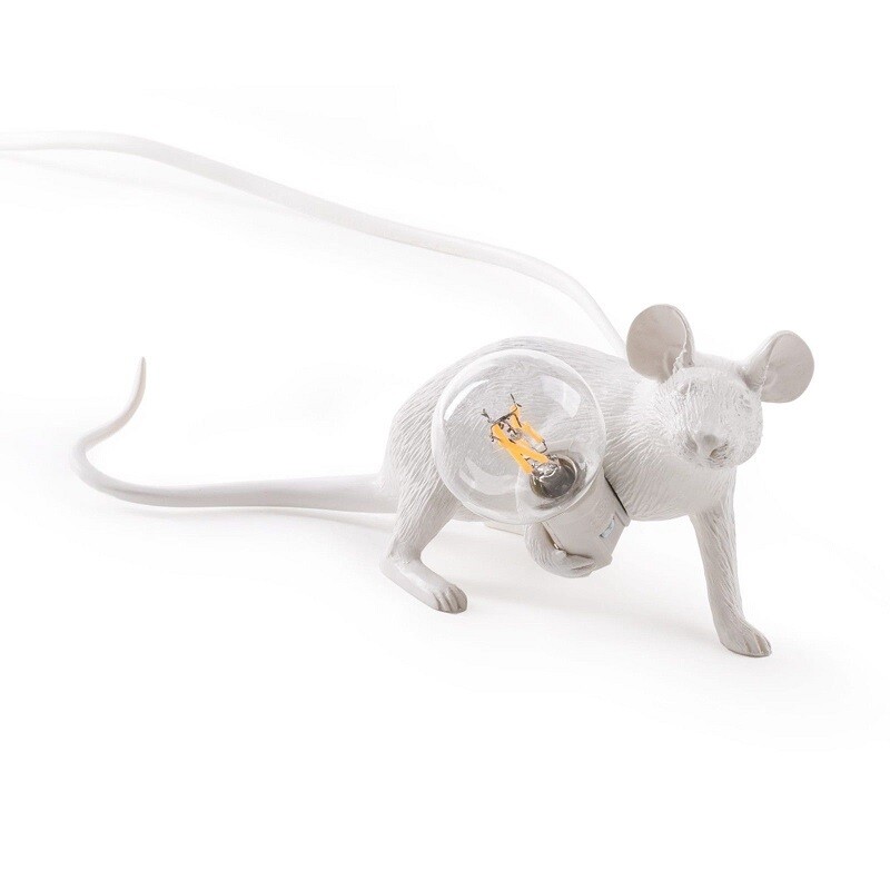Lampada da Tavolo Mouse Lamp Bianca Lie Down Steso design Seletti