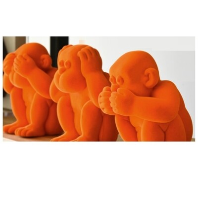 Scimmiette "Non Vedo, Non Sento, Non Parlo " colore arancione