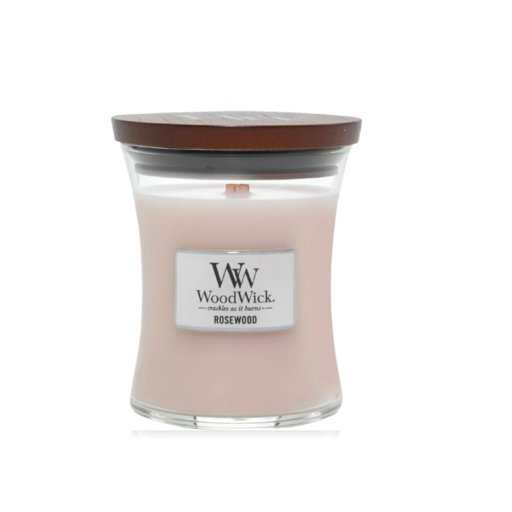 WoodWick / Yankee Candle Candela Profumata Piccola Fragranza Rosewood Con Stoppino Legno