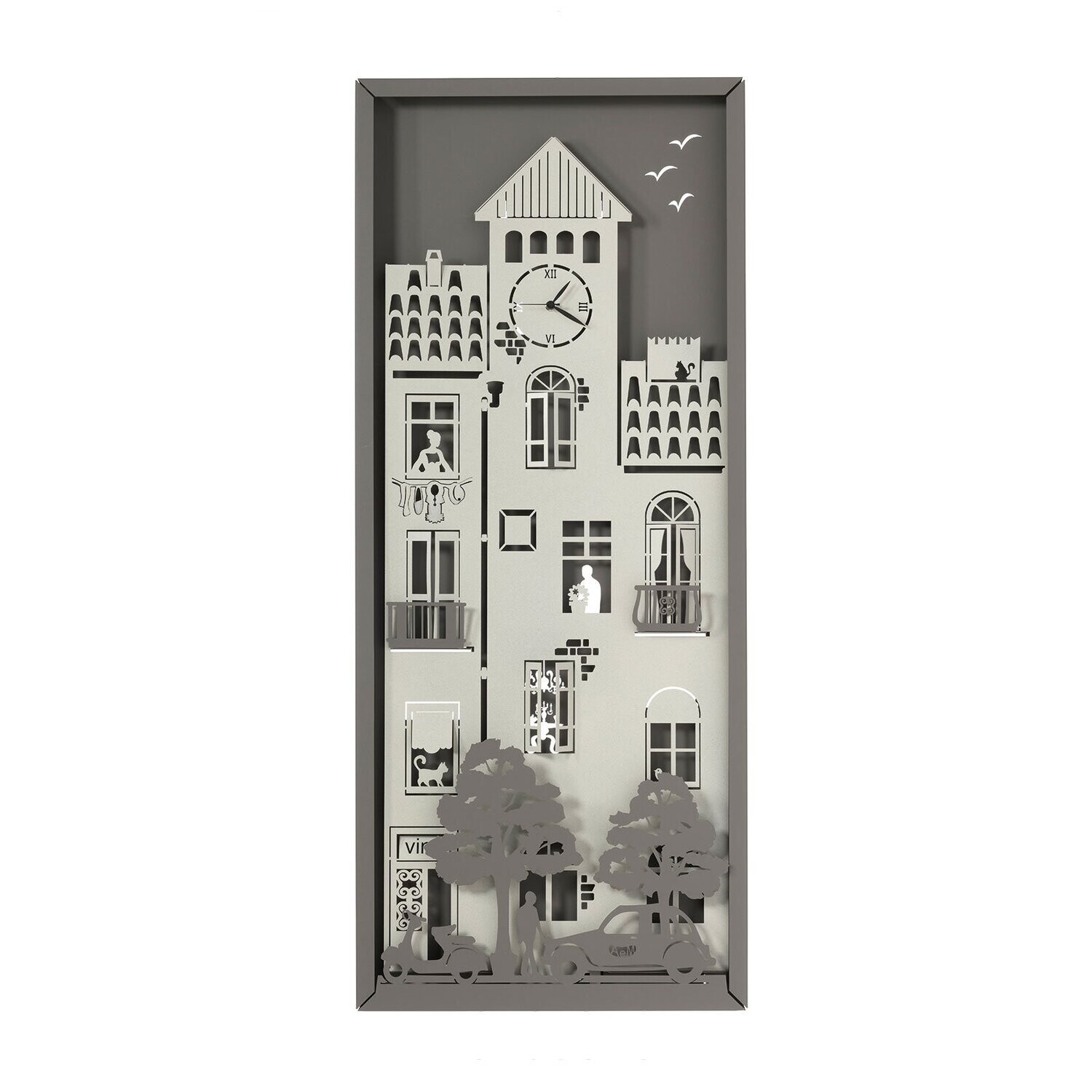 Pannello Decorativo da Parete Verticale con orologio linea Piccolo Borgo  Design Arti e Mestieri