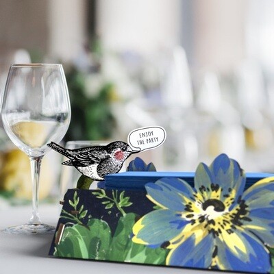Porta Tovaglioli Ecologico Let'S Celebrate con fiori Blu ed Uccellino design Miho