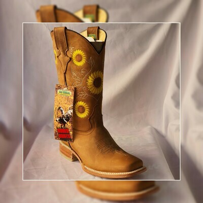 Bota Old Corral Bordada de Girasoles amarillos