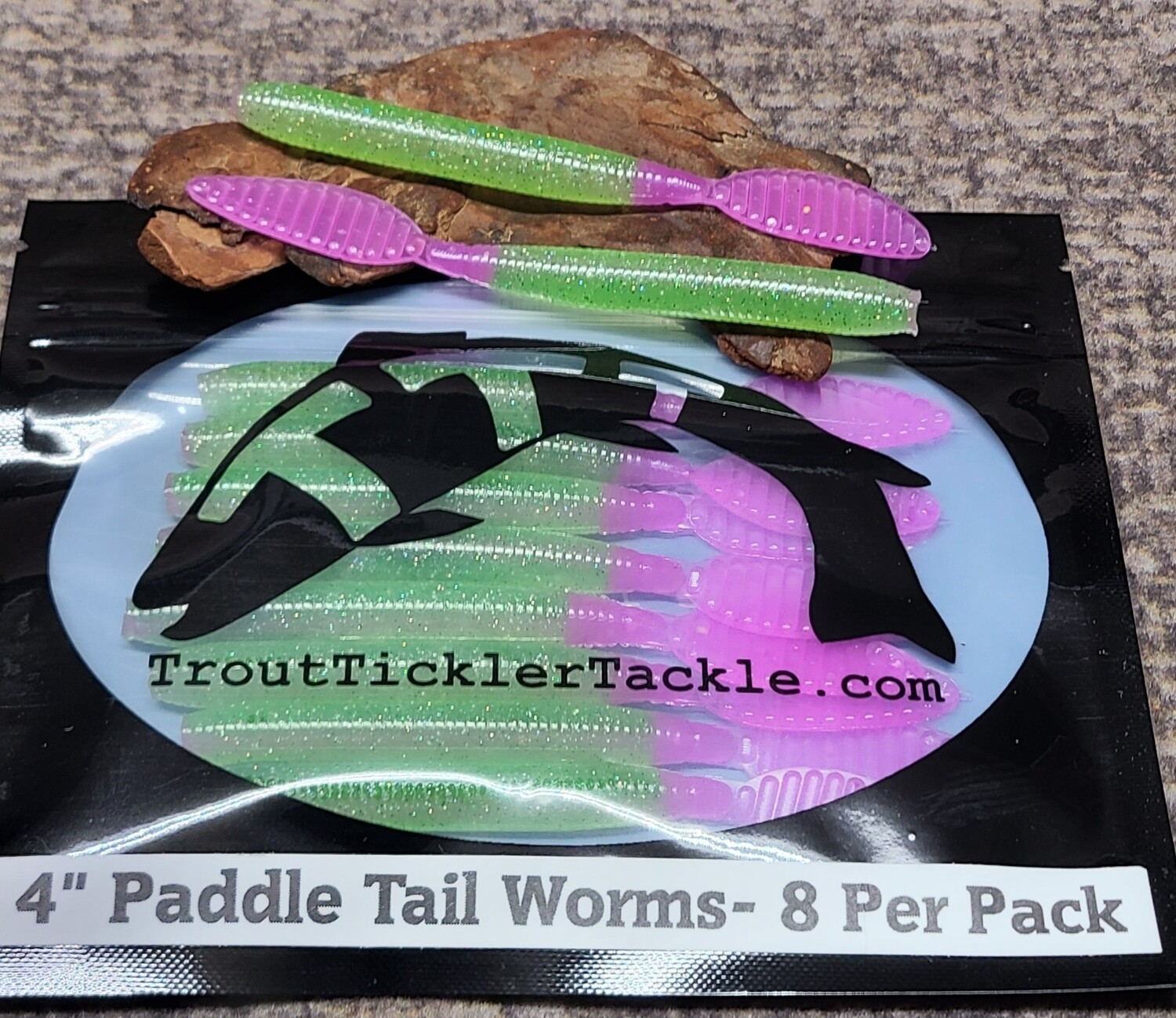 4&quot; Paddle Tail Worm- Jester (core shot, floating)