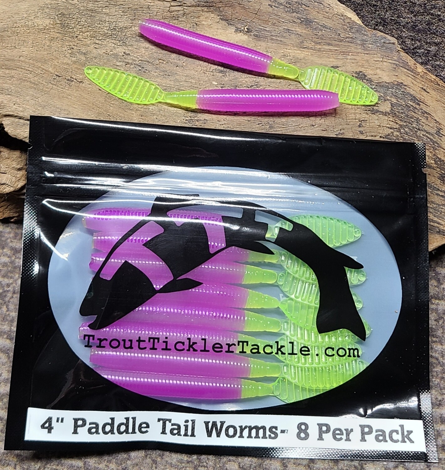 4&quot; Steelhead Worms- Purple Spark (core shot)