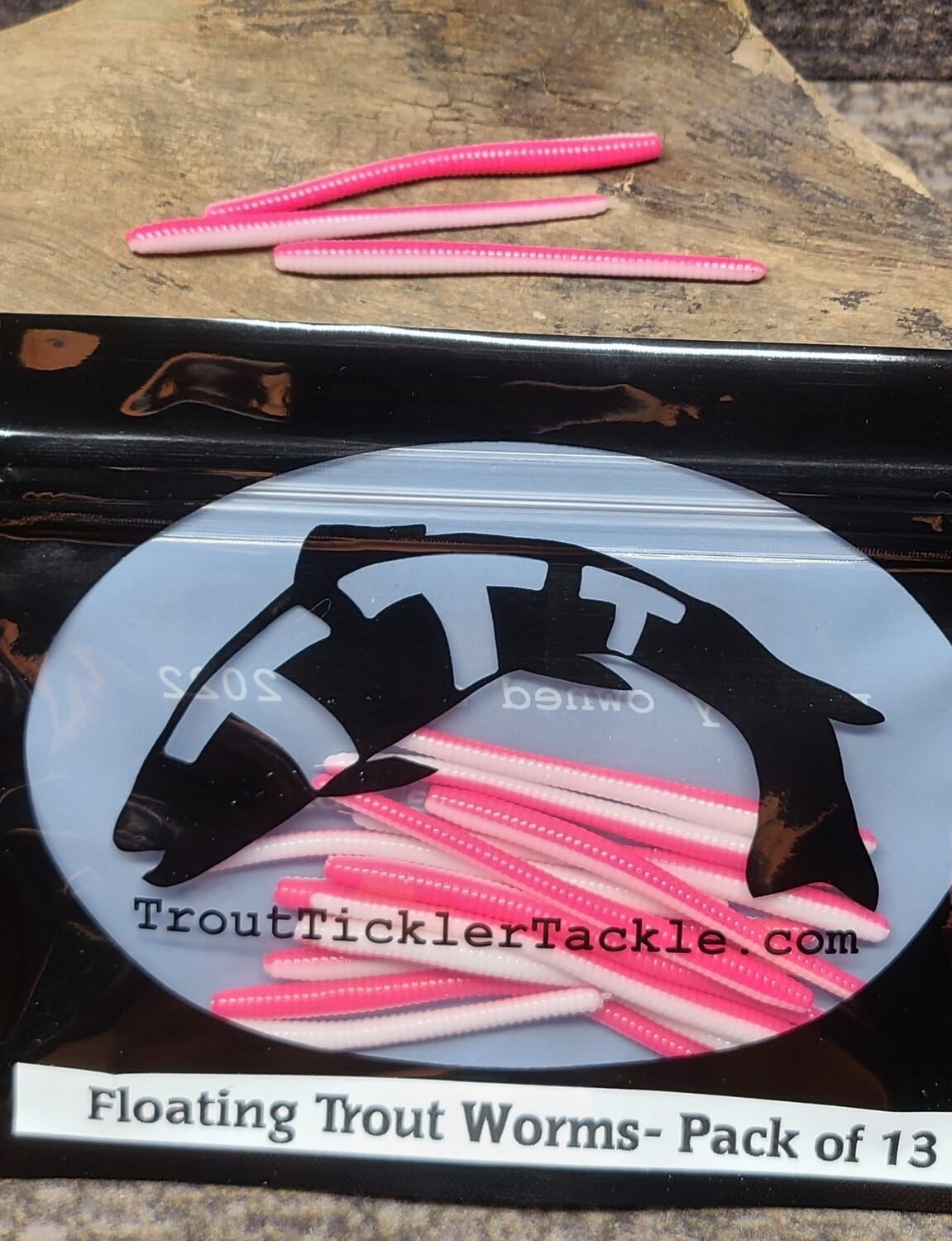 3&quot; Floating Trout Worms- Dark Pink/White