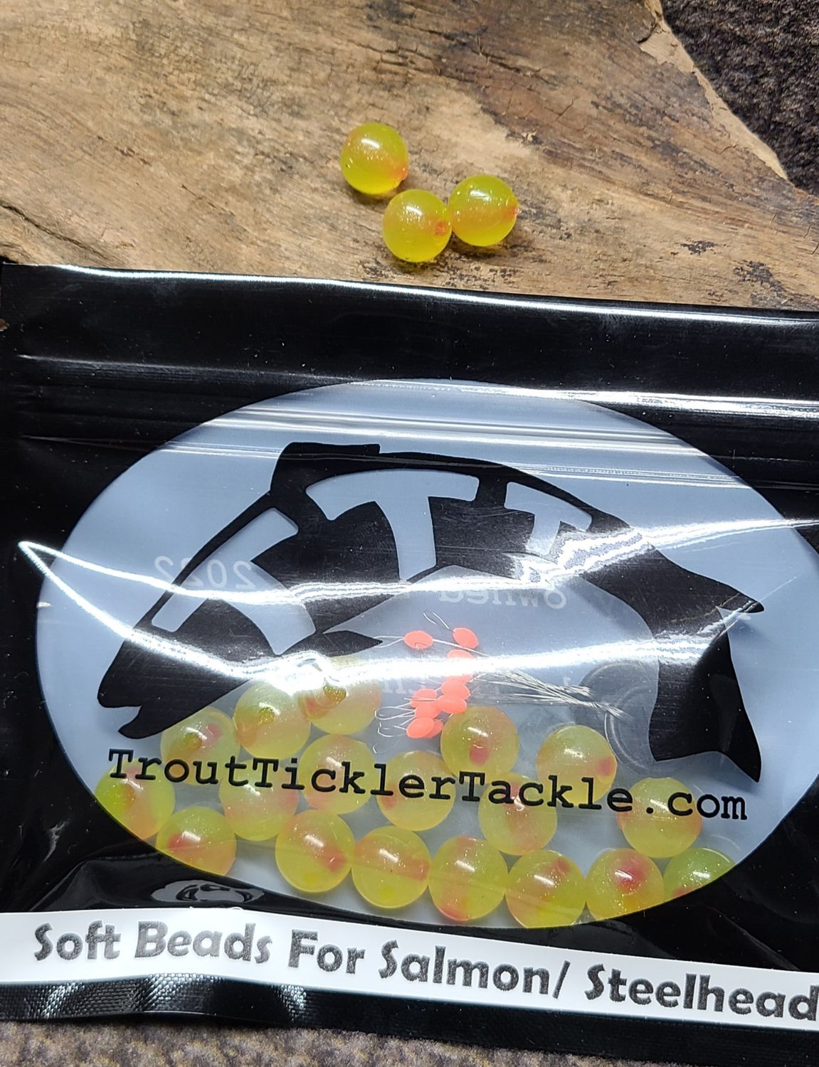 Soft Beads 12mm- Yellow/ Red Dot (Core Shot)