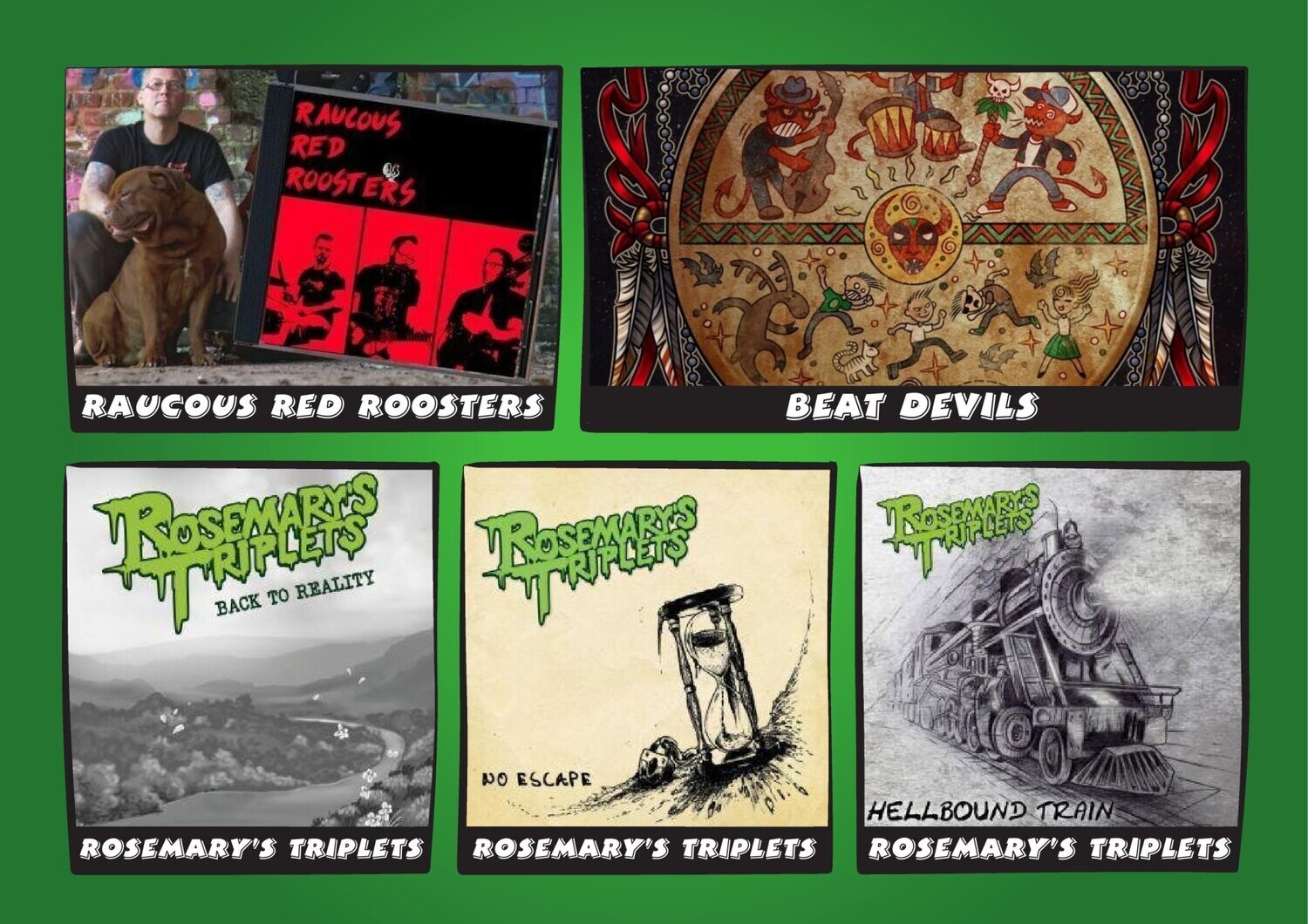 CD PAKET - Rosemary's Triplets, Beat Devils, Raucous Red Roosters  - 5 CD'S