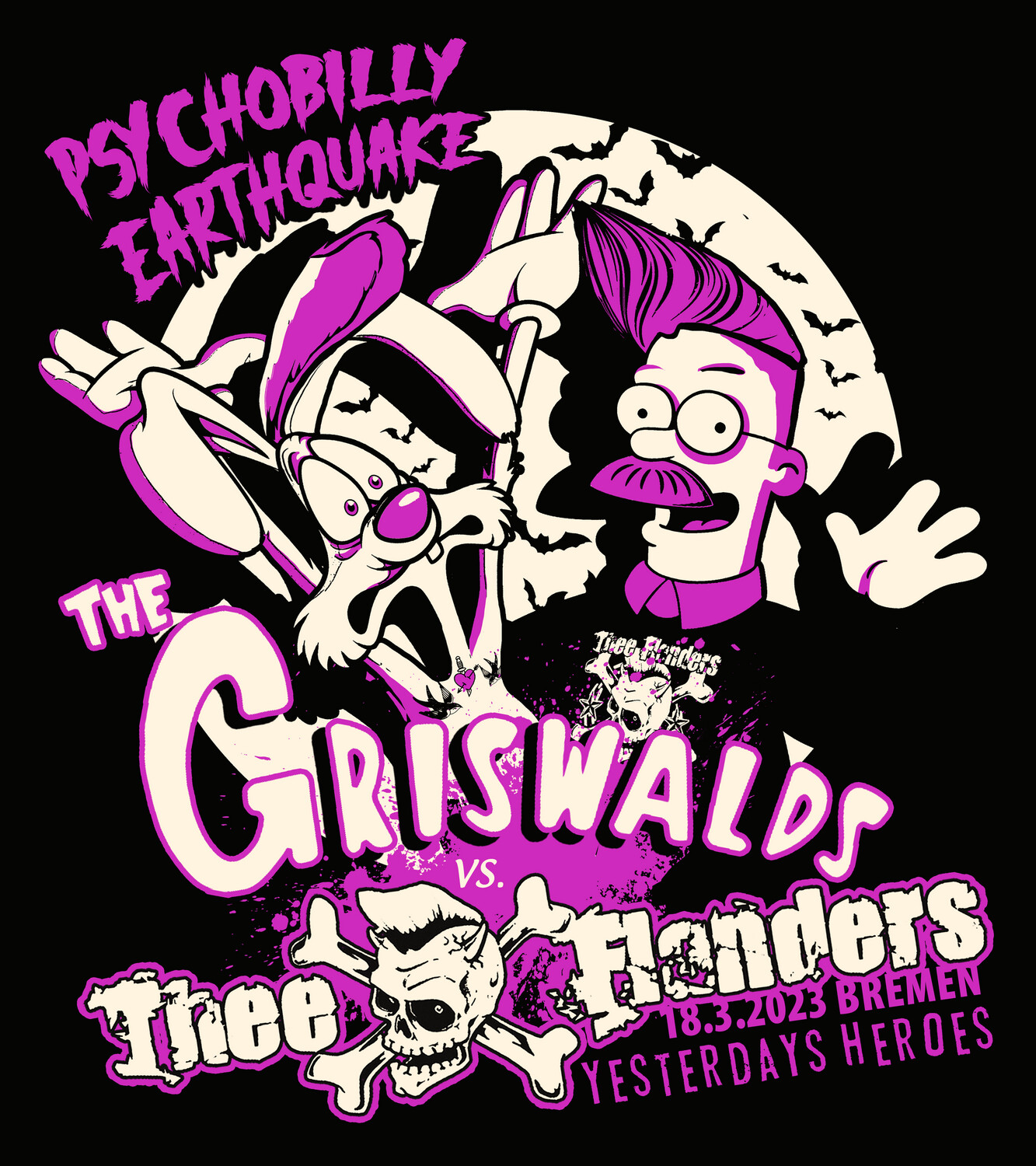 T-Shirt - Griswalds / Flanders -  PINK - Girlie Size XXL