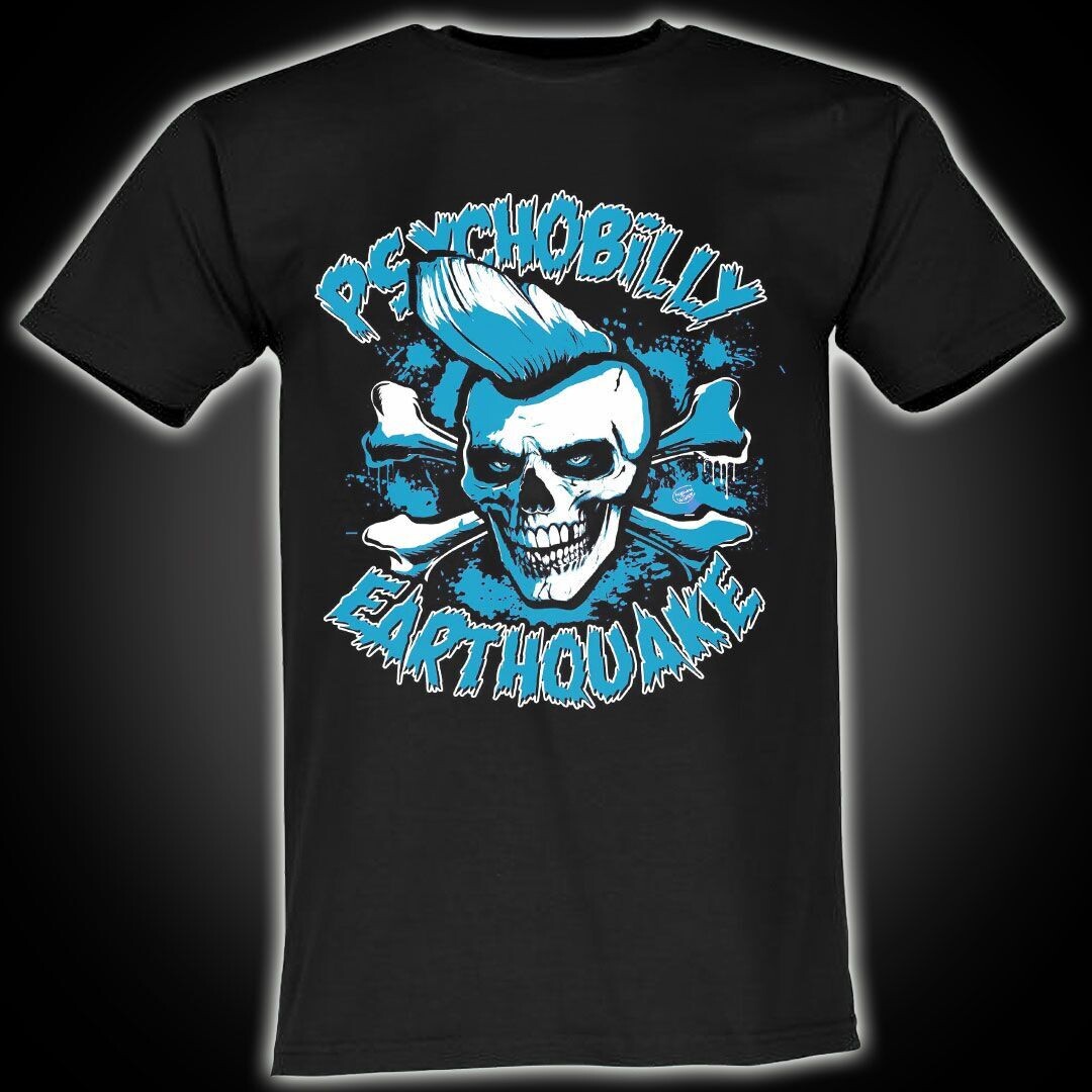 T-Shirt - Psychobilly Earthquake - BLUE - MEN Size L - SOL IMPERIAL