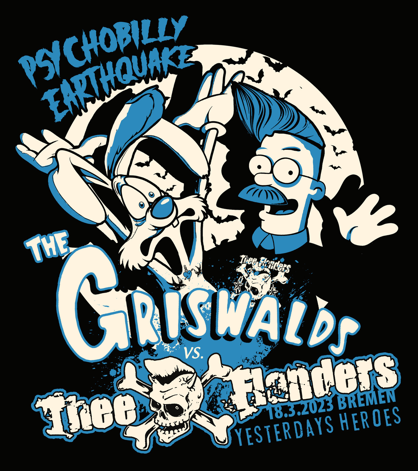 T-Shirt - Griswalds / Flanders - BLUE - Men Size L - SOL IMPERIAL - see description