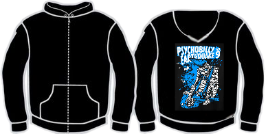 PRE-ORDER : ZIPPER-HOODIE - Psychobilly Earthquake Festival Edition -BLUE PRINT (BACKPRINT ONLY) - delivery from 31.10.25