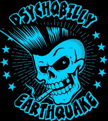 T-SHIRT - Psychobilly Earthquake Skeleton Cigarette - BLUE PRINT - MEN SIZE &quot;4XL&quot;