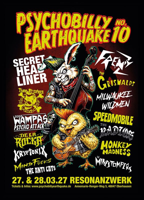 TICKET - Psychobilly Earthquake No. 10 / DAYTICKET / SUNDAY 28.03.27 TICKET - Psychobilly Earthquake No. 10 / DAYTICKET / SUNDAY 28.03.27
