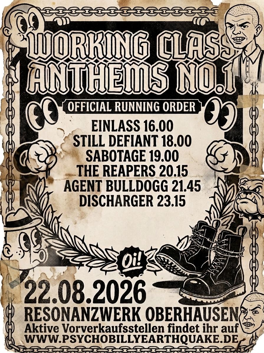 TICKET - ​VORVERKAUF BEENDET - BITTE BESCHREIBUNG BEACHTEN - Working Class Anthems No.1 - 22.08.26 @ResonanzWerk Oberhausen