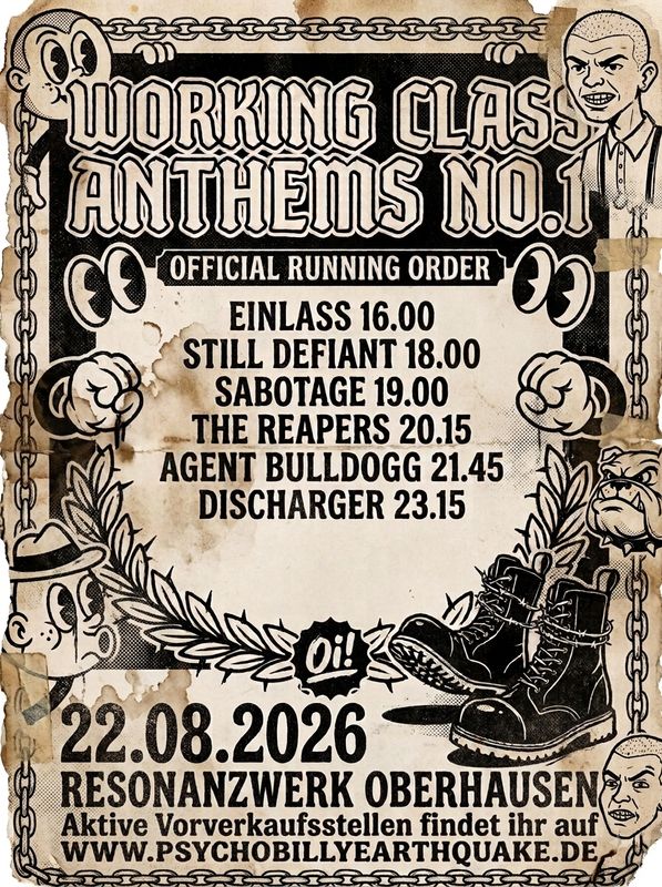 TICKET - ​VORVERKAUF BEENDET - BITTE BESCHREIBUNG BEACHTEN - Working Class Anthems No.1 - 22.08.26 @ResonanzWerk Oberhausen
