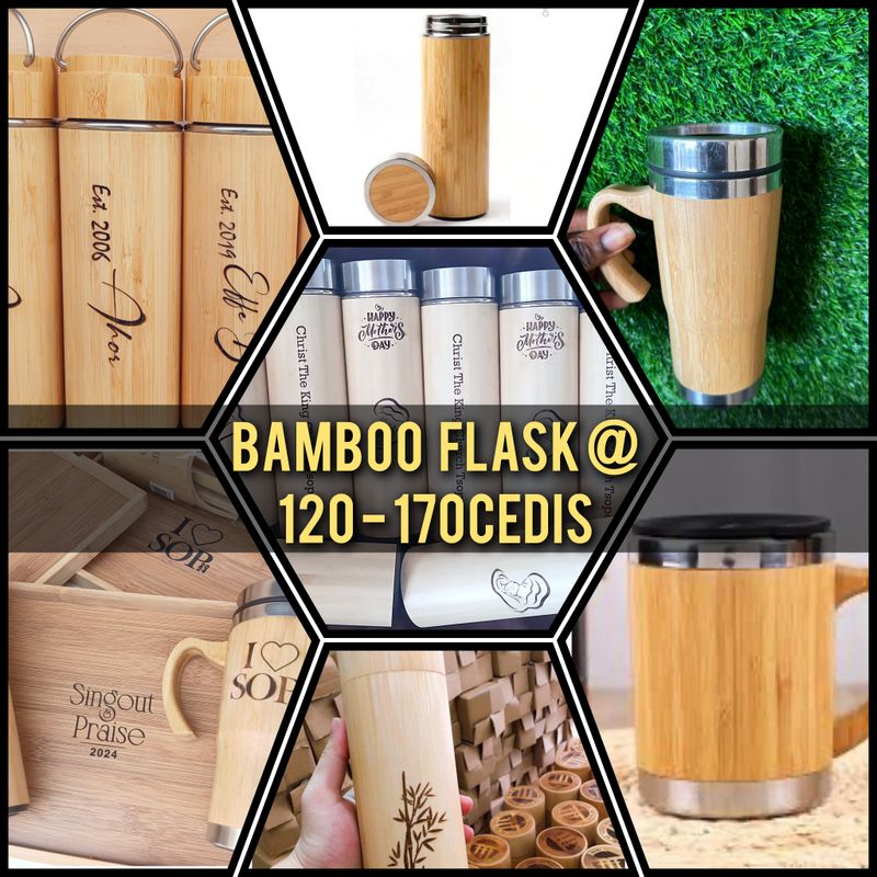 Temp. Bamboo Flask with customization for individuals and companies as giveaway.