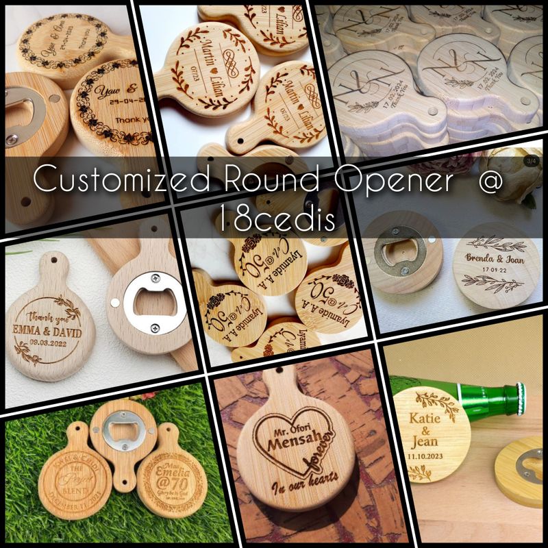Wooden Magnet, Openers and pens with your personal customizations.
