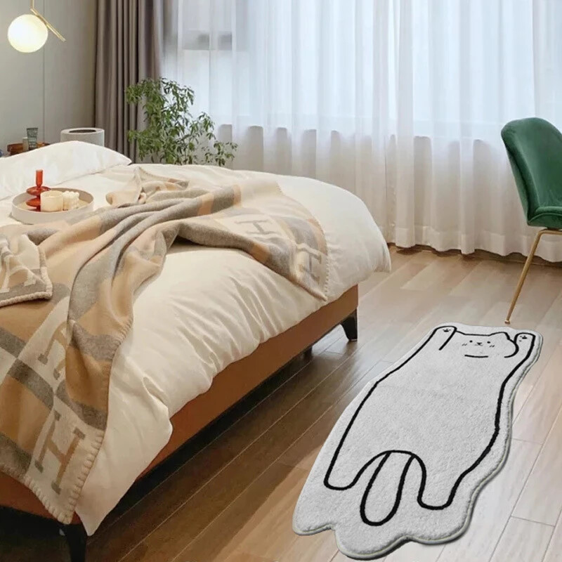 Small Rug Nordic Creative Cat Carpet Living Room Bedroom Bedside Area Cute Soft Floor Mat Home Decor Non-slip Bath Mat (40x60cm)