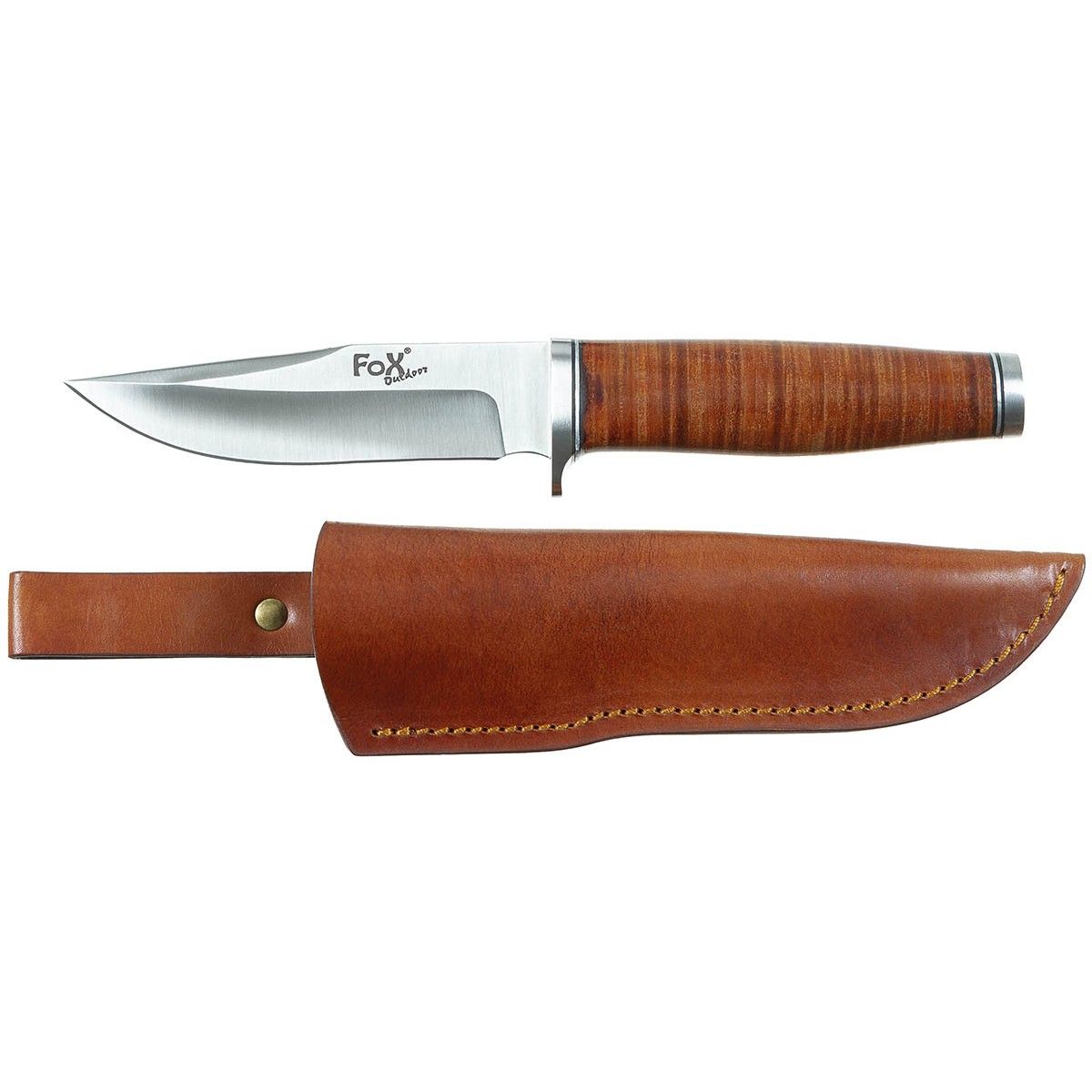 Coltello con manico in cuoio, fodero