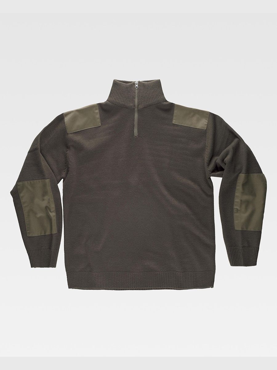 PULLOVER UNISEX MEZZA ZIP RINFORZI IN TWILL