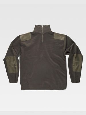 PULLOVER UNISEX MEZZA ZIP RINFORZI IN TWILL
