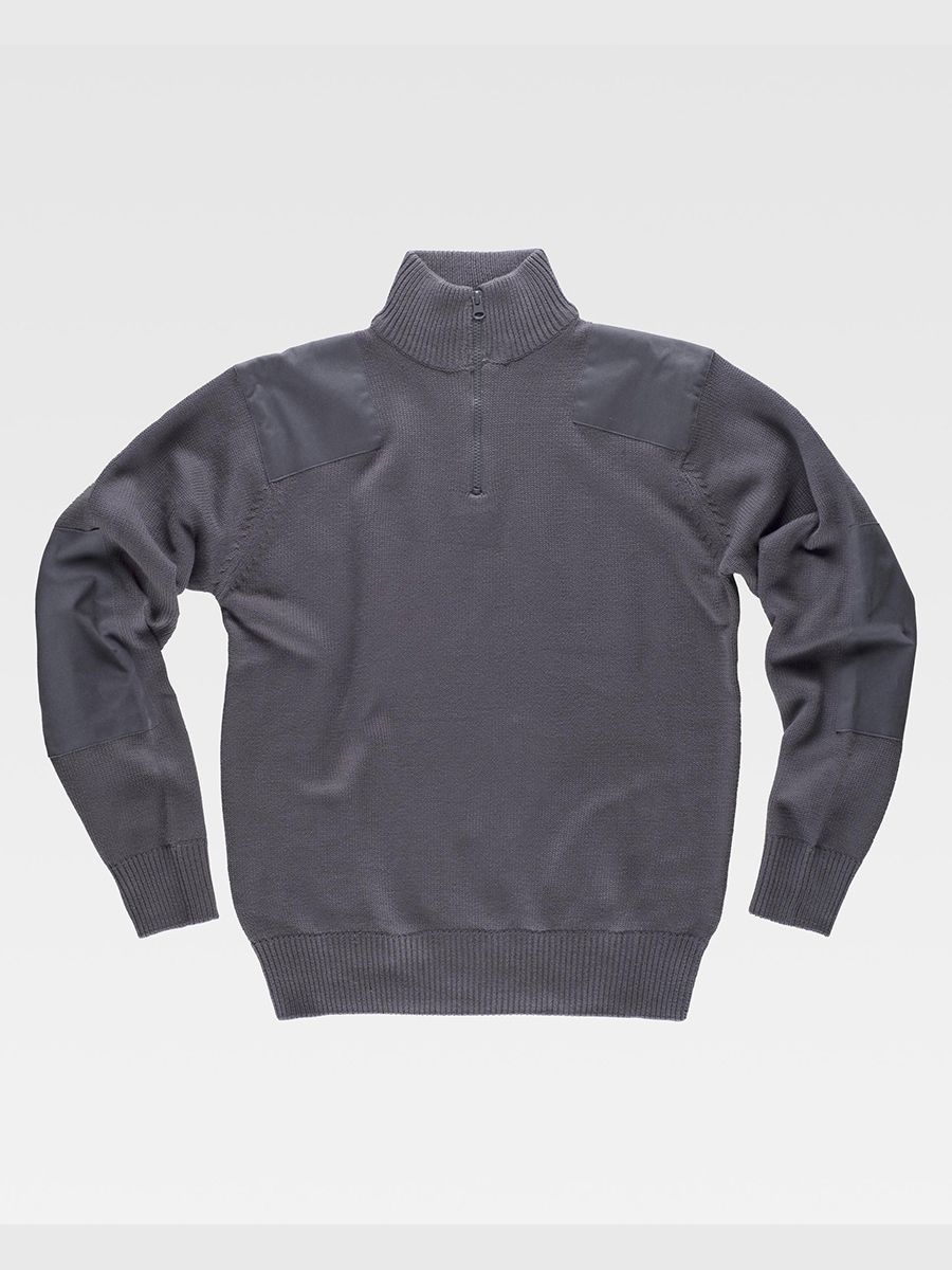 PULLOVER UNISEX MEZZA ZIP RINFORZI IN TWILL