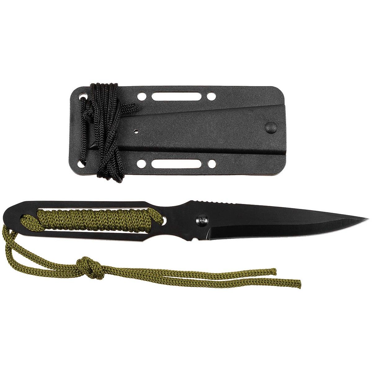 Coltello nero, manico avvolto,  con fodero