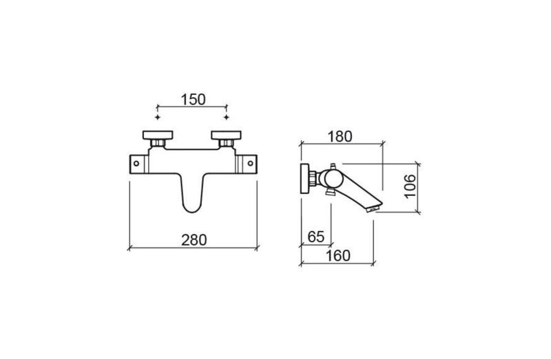 Torus, thermostatic bath mixer