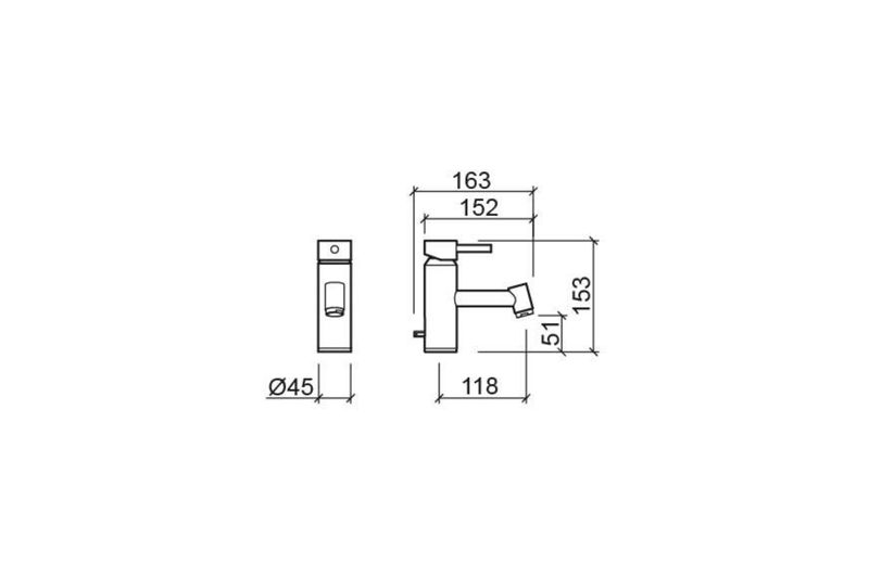 Tube, basin mixer with waste