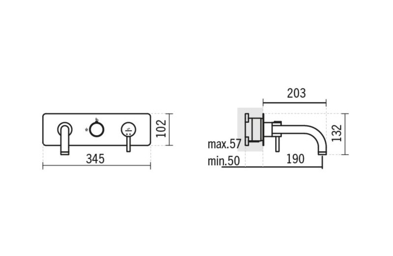 Tube, concealed bath mixer