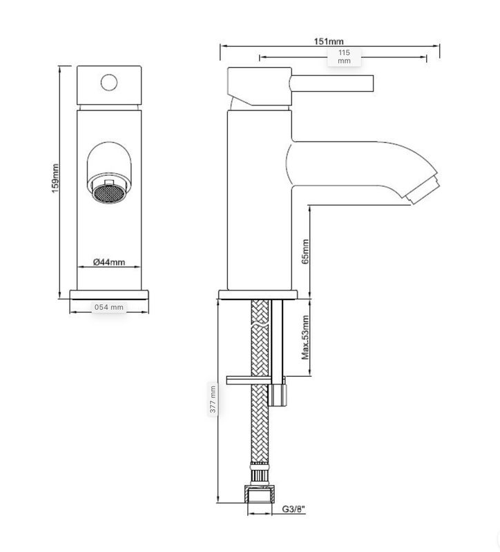 Caral Cadans, washbasin faucet low matt black