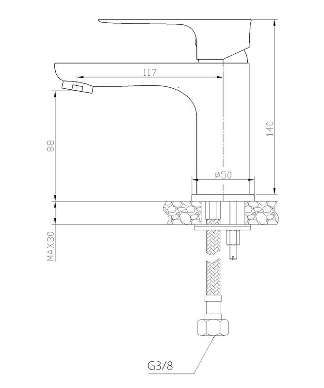 Casma, single lever washbasin mixer low black/chrome