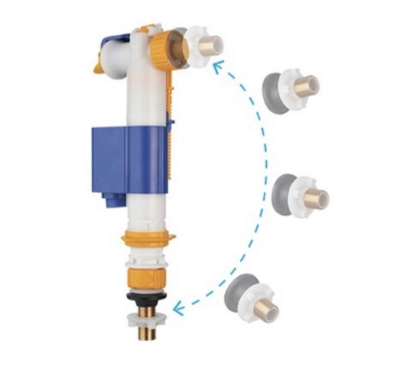 Universal fill valve bottom and side connection