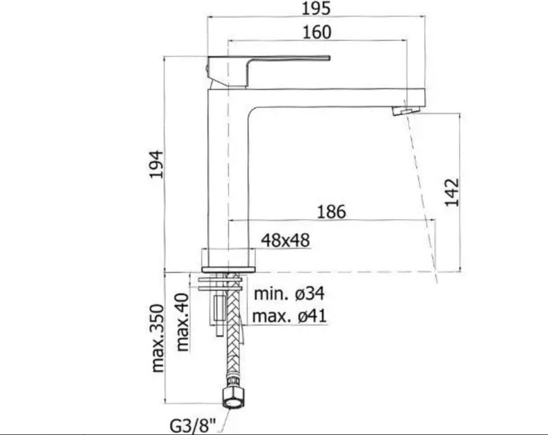 Elle, wash basin mixer medium high without waste