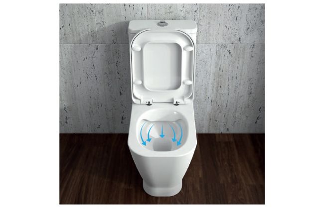 Look, rimflush back-to-wall close coupled toilet