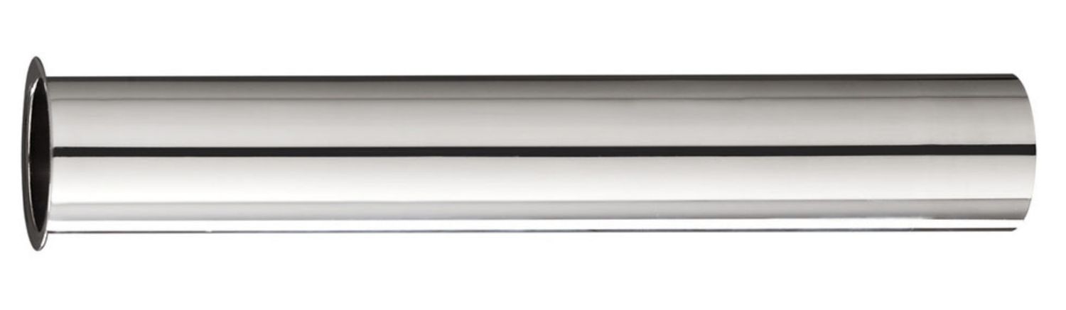 Chrome siphon extension tube, 20 cm, with flange