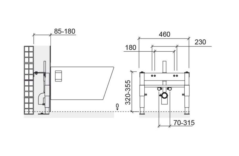Structure for suspended bidet for masonry walls