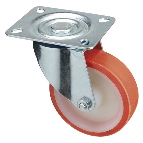 RUEDA INDUSTRIAL POLIURETANO PLACA 80 MM.