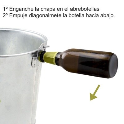 CUBO ZINC METAL GALVANIZADO MULTIUSOS 14 LITROS 28 X 21 X 28 (ALT.) CM. CON ABRE BOTELLAS