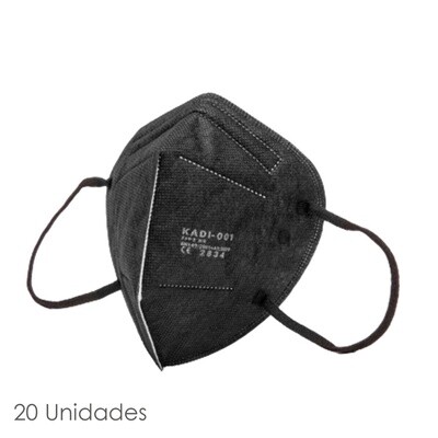 MASCARILLA FFP2 PLEGABLE NEGRA CAJA 20 UNIDADES (ENVASADAS INDIVIDUALMENTE)