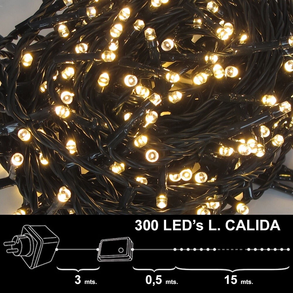 LUCES NAVIDAD 300 LEDS LUZ CALIDA INTERIOR / EXTERIOR (IP44)