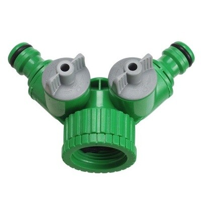 ADAPTADOR MANGUERA PLASTICO 3/4 - 1&quot; HEMBRA CON 2 TOMAS BLISTER