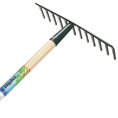 RASTRILLO JARDIN PAPILLON 14 PUAS MANGO DE MADERA 130 CM.