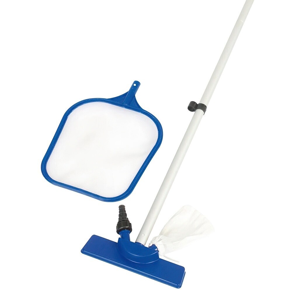 KIT MANTENIMIENTO LIMPIAFONDOS CON MANGO EXTENSIBLE, CESTA Y PÉRTIGA