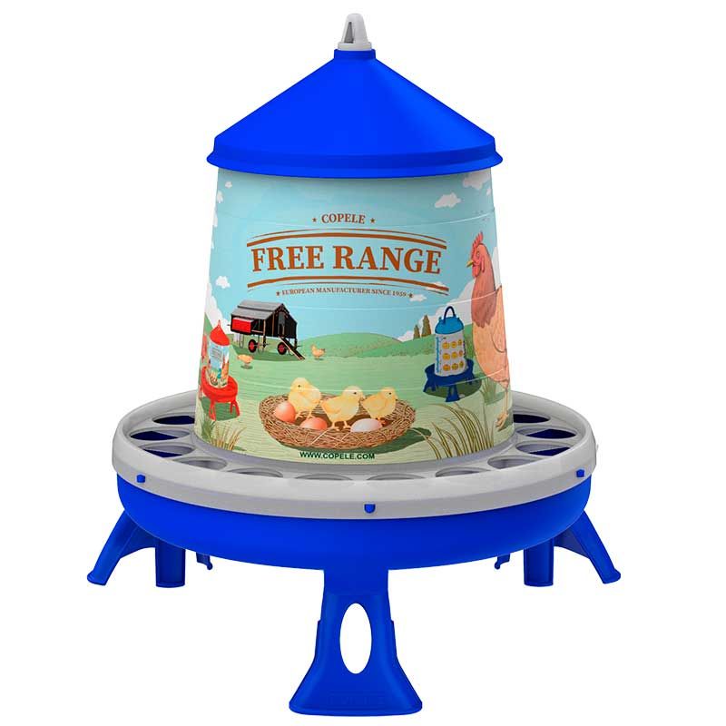 Comedero de plástico modelo Free-Range -4 kg. /7 l., COLOR: azul, MODELO: con patas