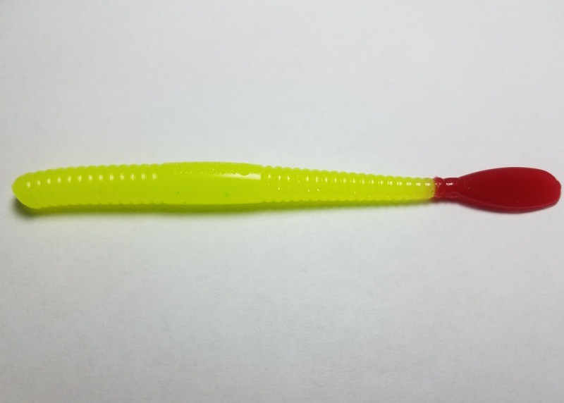 4&quot; Paddle Tail Worm - Chartreuse with Red Fire Tail